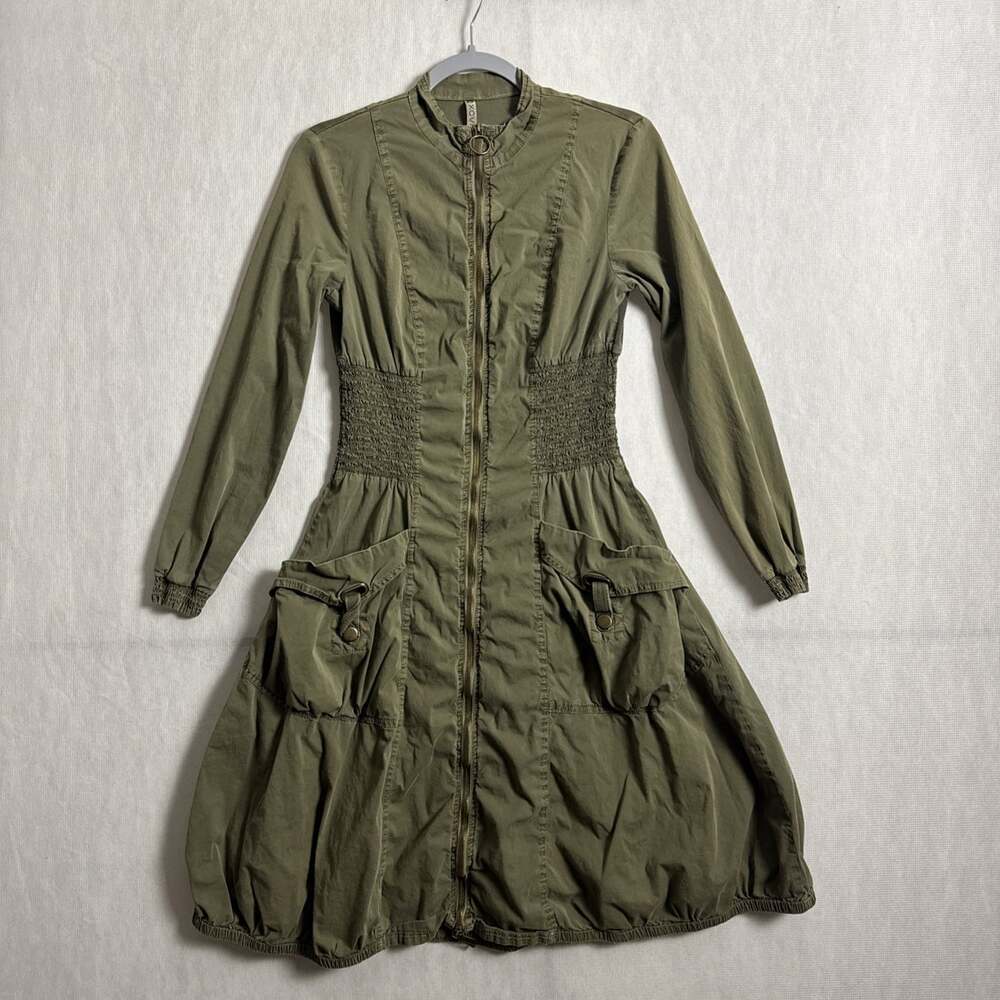 XCVI Women's XS Green Deschutes Jacket Dress Full Zip Lagenlook Midi Pockets - Picture 2 of 15